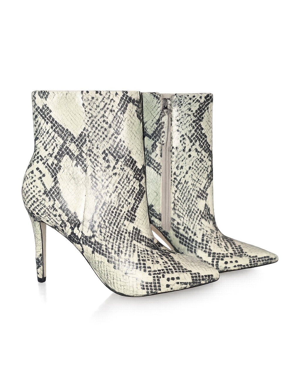Nine West Snake Print Leather Ankle Boots Size 9M Pointed Toe Stiletto Heel